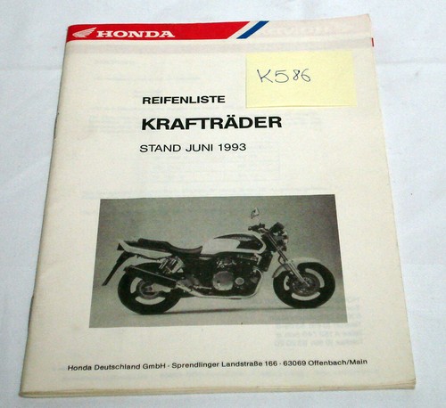 Honda reifenliste motorräder - honda,